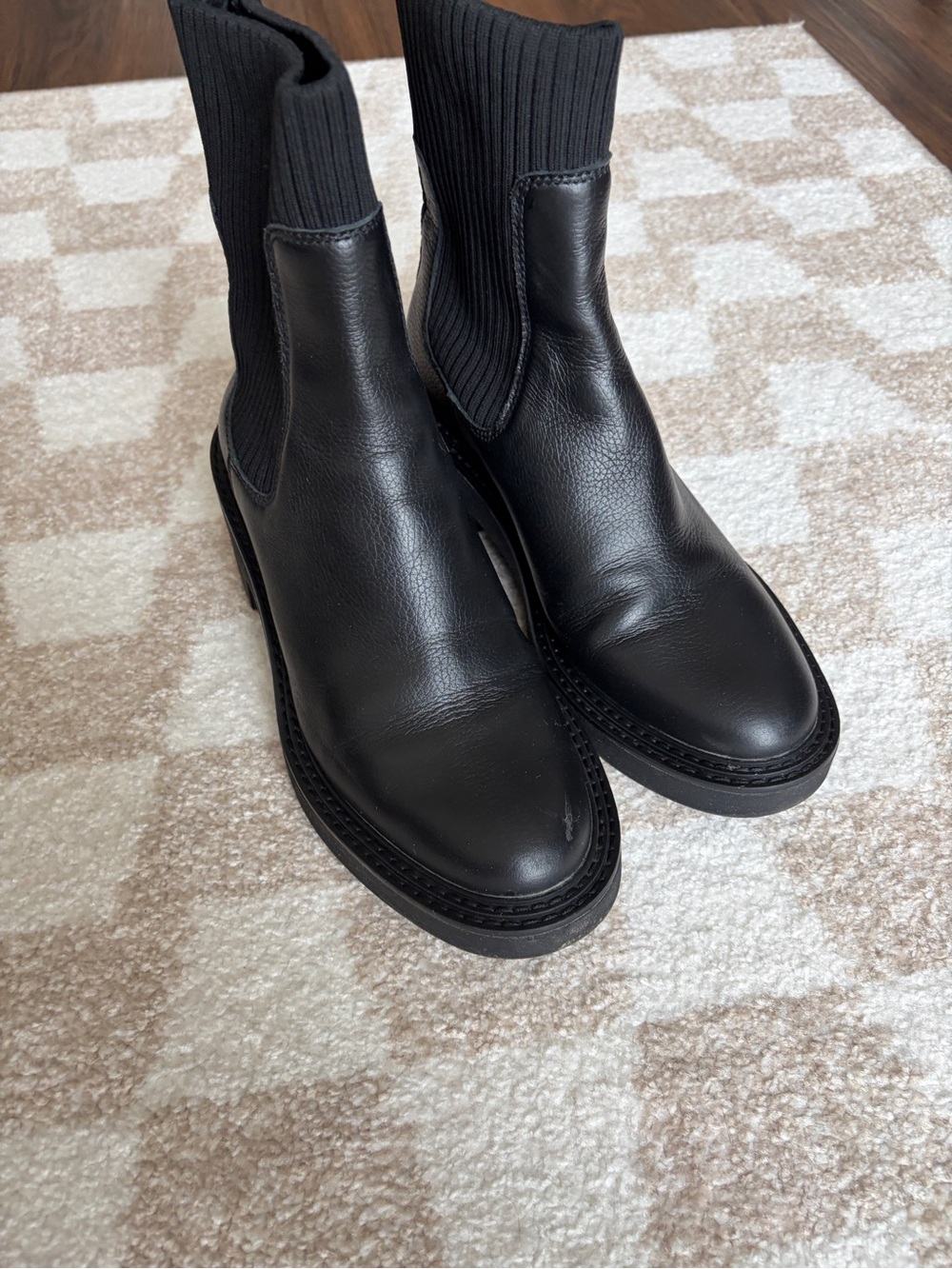 Women’s Black Chelsea Sock Boot - Sleek Slip-On Leather